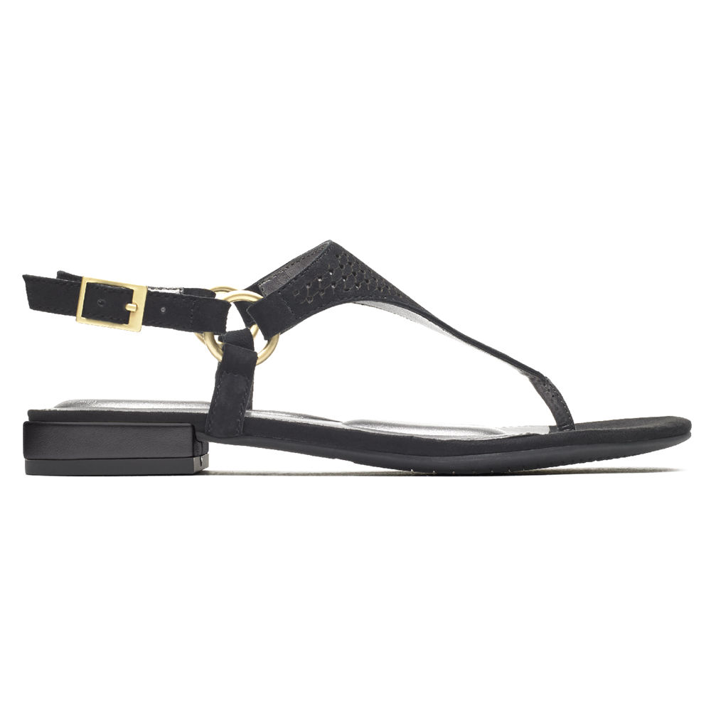 Rockport Womens Sandals Black - Total Motion Zosia Thong - UK 943-IVLYMG